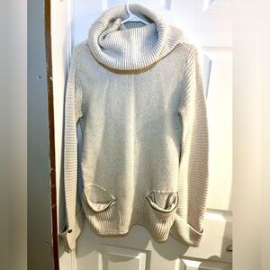 Gentle Fawn Elegant Cream Knit Sweater Ribbed Turtleneck